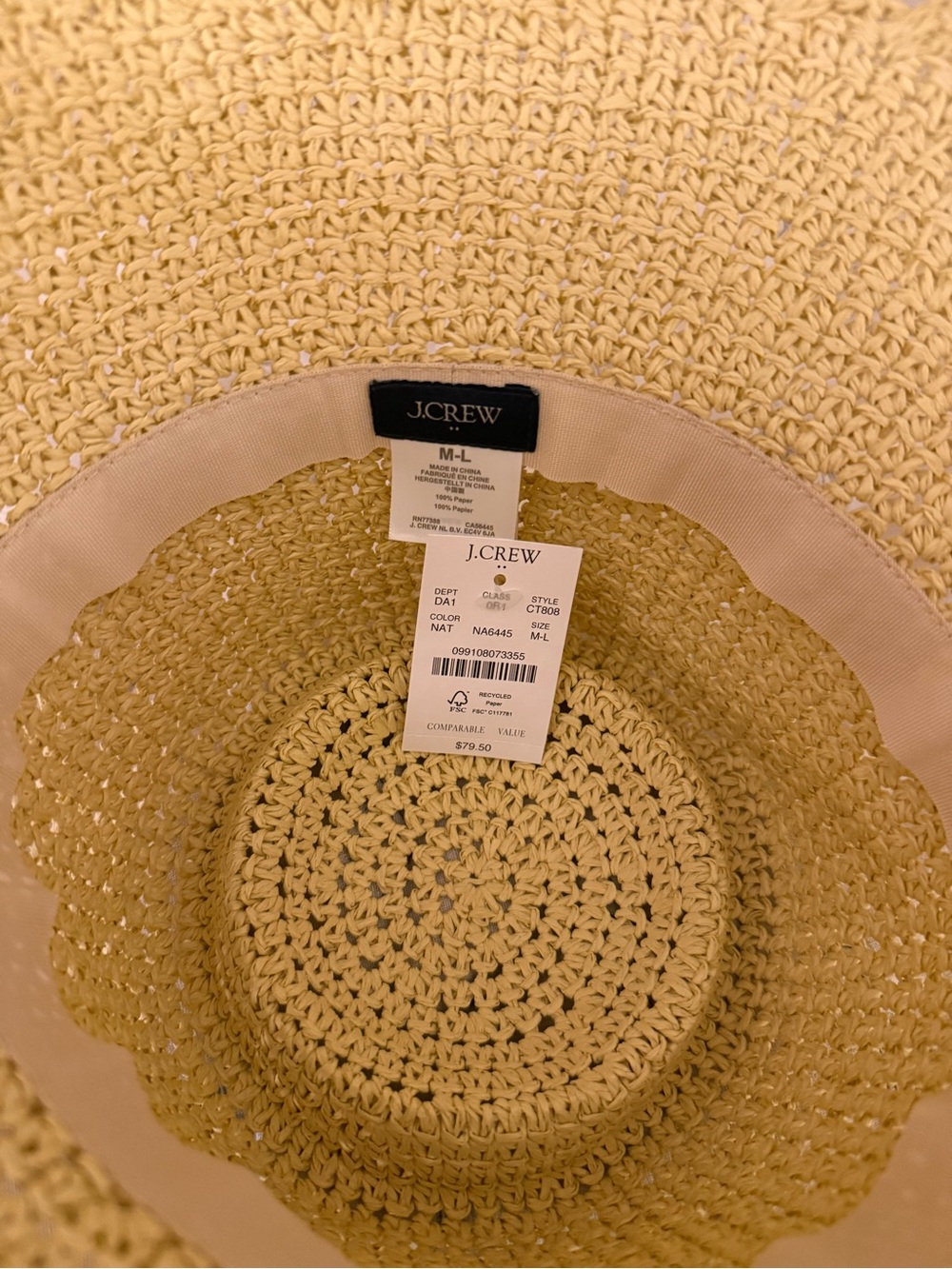 J. Crew Straw Crochet Bucket Hat in Light Yellow - Picture 2 of 5